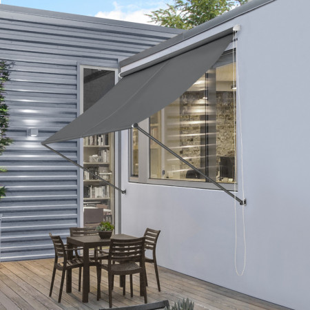 Copertina retractabila montabila pe perete, 400 x 120 cm, gri - P56718019