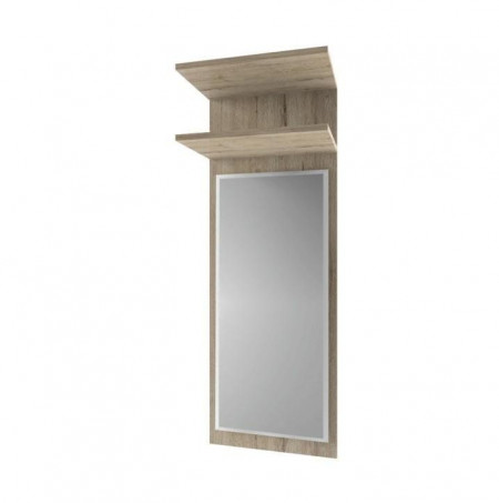 Cuier de perete, panel cu oglindă si raft, stejar, 45x25x141 cm - TP185580