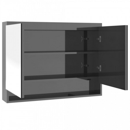 Dulap de baie cu oglindă, gri strălucitor, 80x15x60 cm, MDF - V331533V