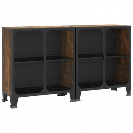 Dulapuri de depozitare 2 buc. maro rustic 72x36x82 cm metal/MDF - V3095969V