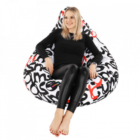 Fotoliu tip puff, model alb, negru, gri și roşu - TP287720