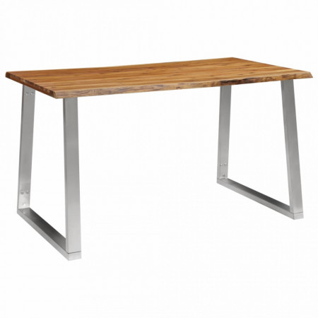 Masa de bucatarie, 140x80x75 cm, lemn acacia & otel inoxidabil - V283892V