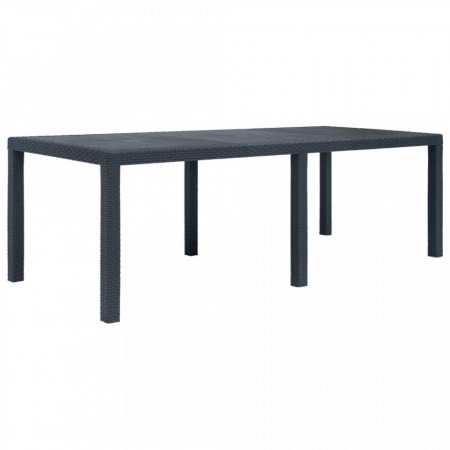 Masă de grădină, antracit, 220x90x72 cm , plastic, aspect ratan - V45608V