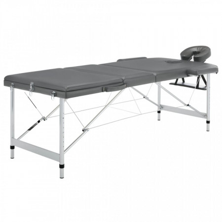 Masa de masaj cu 3 zone, cadru aluminiu, antracit, 186 x 68 cm - V110175V