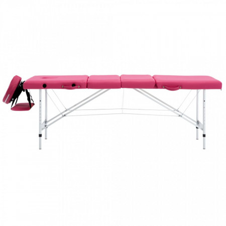 Masă de masaj pliabilă cu 4 zone, roz, aluminiu - V110200V