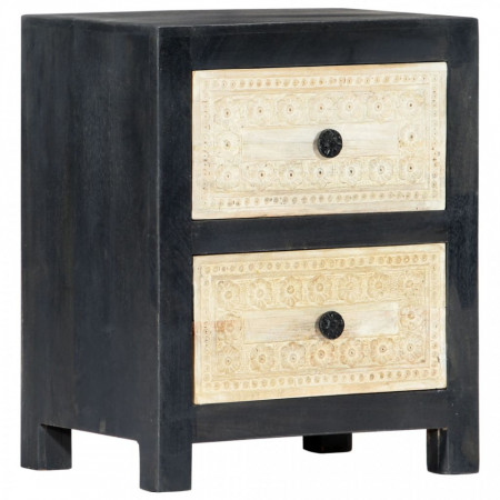 Noptiera sculptata manual, gri, 40x30x50 cm, lemn masiv mango - V282722V