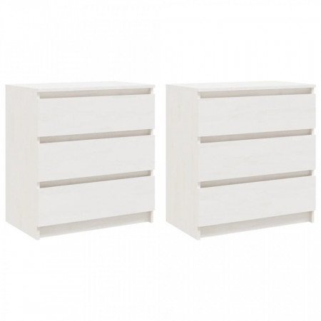 Noptiere, 2 buc., alb, 60x36x64 cm, lemn masiv de pin - V3093548V
