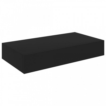 Raft de perete suspendat cu sertar, negru, 48 x 25 x 8 cm - V288205V