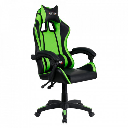 Scaun de birou / joc, verde și negru, 65x65x114-124 cm - TP292711