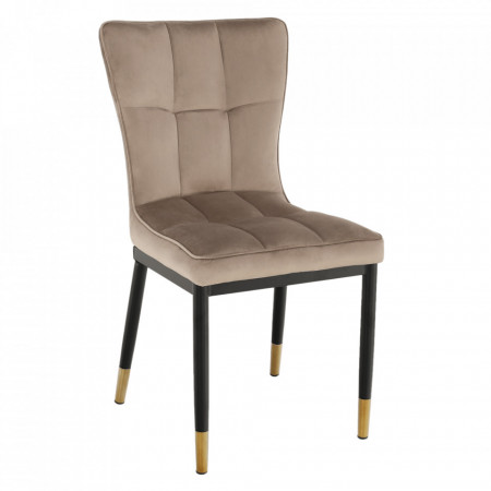 Scaun de masă de design, ţesătură din catifea bej - TP284490
