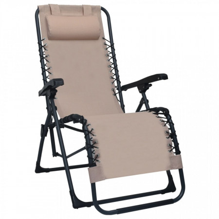 Scaune șezlong pliabile, 2 buc., gri taupe, textilenă - V312465V