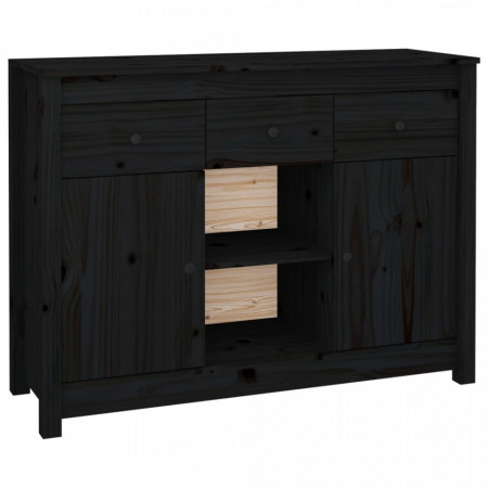 Servantă, negru, 100x35x74,5 cm, lemn masiv de pin - V814553V