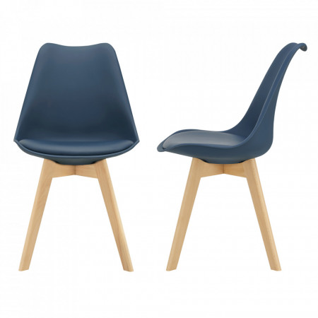Set 2 bucati scaune design Tori, 81 x 49 x 57cm, imitatie piele, lemn de fag, bleu - P67291230