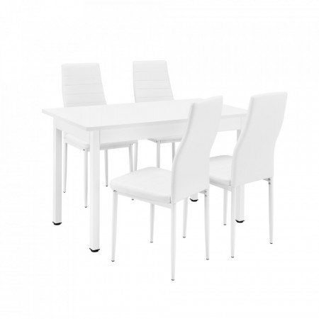 Set design masa bucatarie cu 4 scaune, alb - P53158105