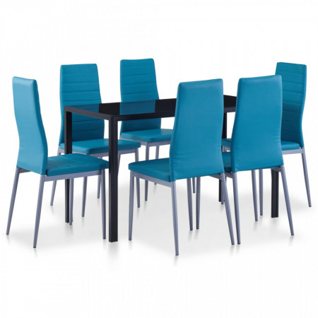 Set mobilier de bucatarie, 7 piese, albastru - V281704V