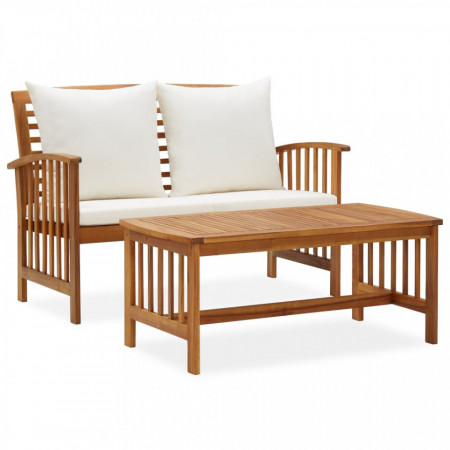 Set mobilier de gradina cu perne, 2 piese, lemn masiv de acacia - V310263V