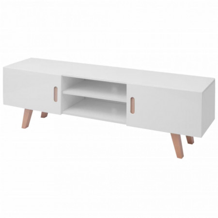 Stativ TV, alb lucios, 150 x 35 x 48,5 cm, MDF - V242779V