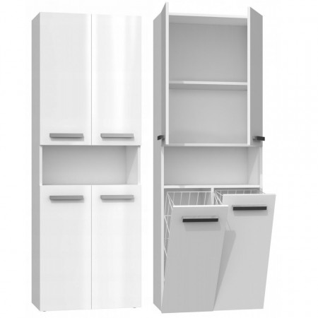 TEDUA112 - Dulap inalt baie, Alb-Lucios 60 x 30 x 174 cm, PAL