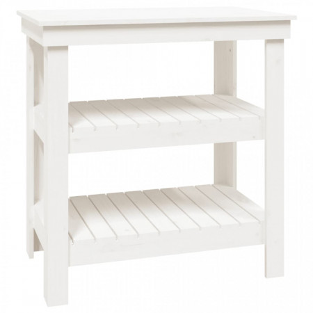 Banc de lucru, alb, 78,5x50x80 cm, lemn masiv pin - V823640V