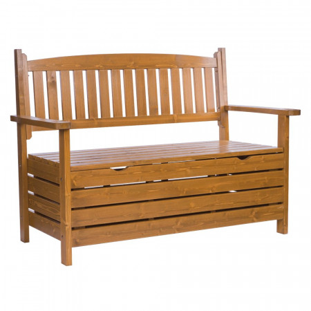 Bancă, băncuță de grădină, maro, cu lada, 124 cm - TP261032