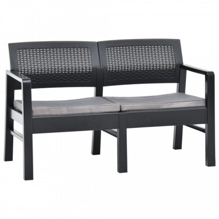 Banca de gradina de 2 locuri cu perne, antracit, 120cm, plastic - V48822V