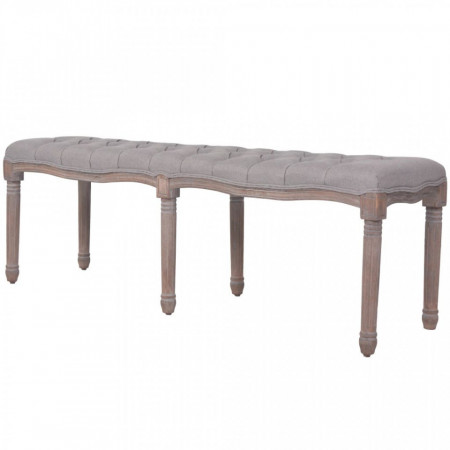 Banca din panza si lemn masiv, 150 x 40 x 48 cm, gri deschis - V245362V