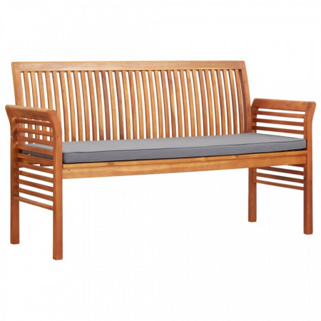 Banca gradina cu 3 locuri &amp; perna, 150 cm, lemn masiv acacia - V45973V
