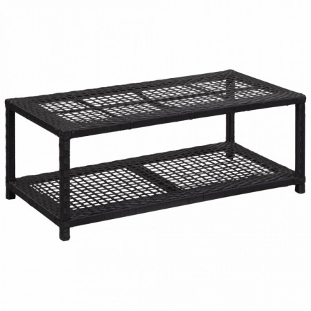 Bancheta pantofar, negru, 80 x 40 x 30 cm, poliratan - V46978V