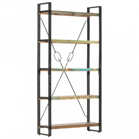 Biblioteca cu 5 rafturi, 90 x 30 x 180 cm, lemn masiv reciclat - V286584V