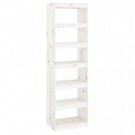 Bibliotecă/Separator cameră alb 60x30x199,5 cm lemn masiv pin - V808179V