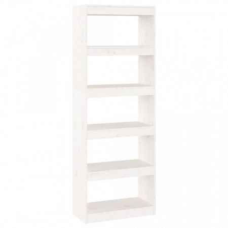 Bibliotecă/Separator cameră,alb,80x30x167,5 cm, lemn masiv pin - V808174V