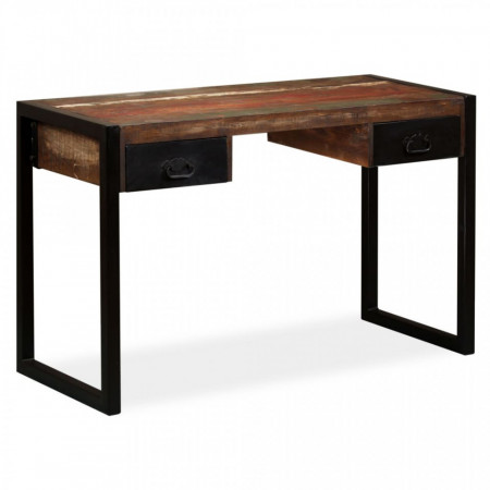 Birou cu 2 sertare din lemn masiv reciclat, 120 x 50 x 76 cm - V244905V