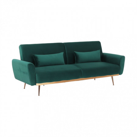 Canapea extensibilă, material textil Velvet smarald, 211x83x85cm - TP263648