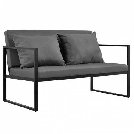 Canapea exterior, metal/poliester, negru/gri inchis - P56656000