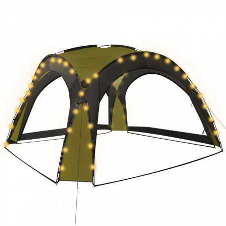 Cort de petrecere cu LED și 4 pereți, verde, 3,6 x 3,6 x 2,3 m - V92237V