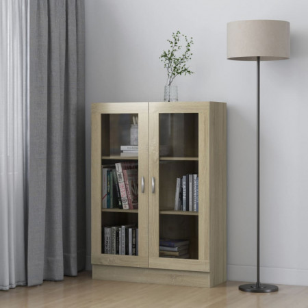 Dulap cu vitrina, stejar Sonoma, 82,5 x 30,5 x 115 cm, PAL - V802753V