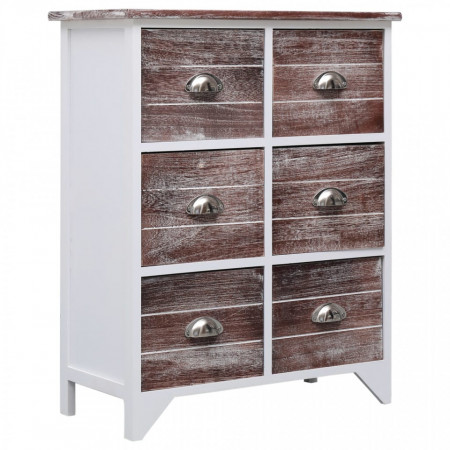 Dulap lateral, 6 sertare, maro, 60x30x75 cm, lemn paulownia - V284094V
