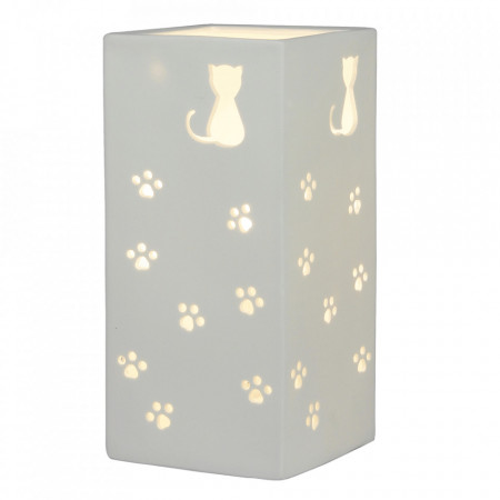 Lampă de masă din ceramică, model alb / pisică - TP290262