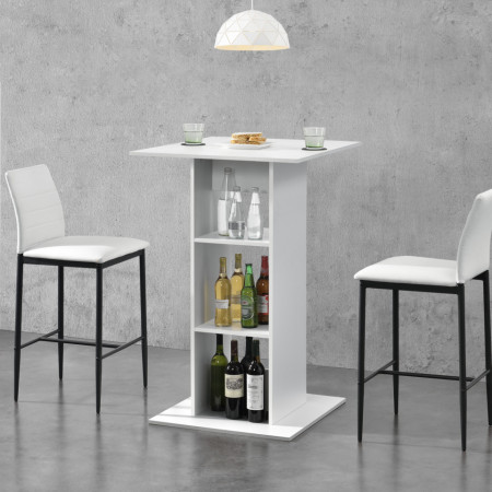 Masa bar Visby A, 70 x 70 x 110cm, PAL melaminat, alb, cu 3 rafturi - P69369743