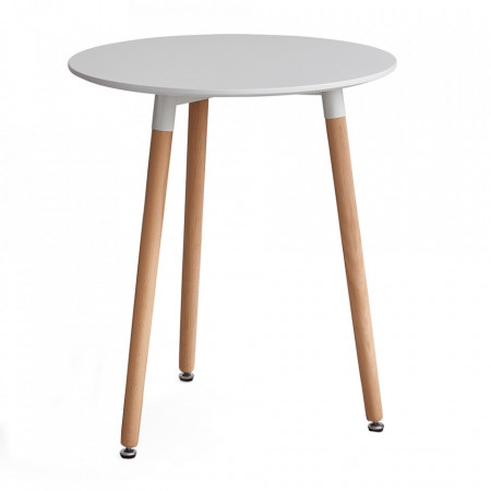Masă dining, alb/fag, diametru 60 cm - TP256705