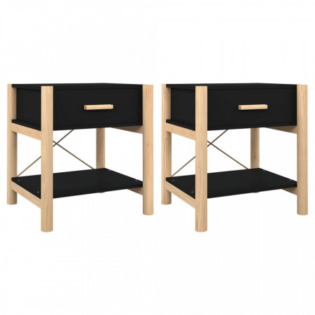 Noptiere, 2 buc., negru, 42x38x45 cm, lemn compozit - V345657V