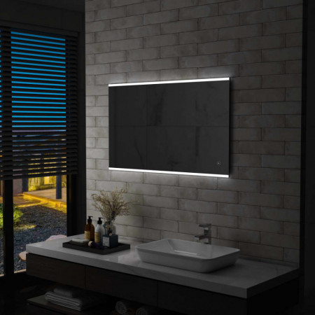 Oglinda cu LED de perete de baie cu senzor tactil, 100 x 60 cm - V144734V