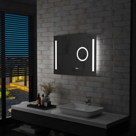 Oglinda cu LED de perete de baie cu senzor tactil, 80 x 60 cm - V144742V