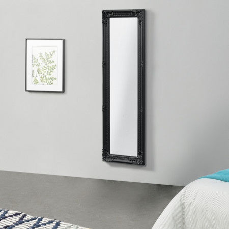 Oglinda de perete, 132 x 42 x 3,5 cm, lemn, negru - P70635188