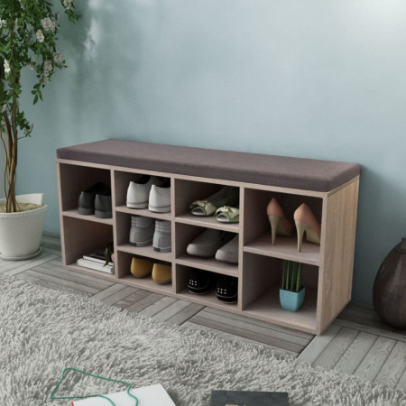 Organizator pantofi tip banca cu 10 compartimente, culoare stejar - V242555V