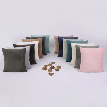 Pernă, material textil de catifea roz pudră, 45x45 cm - TP238763