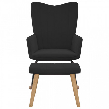 Scaun balansoar cu taburet, negru, catifea - V327760V