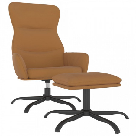 Scaun de relaxare cu taburet, gri taupe, țesătură microfibră - V3097473V