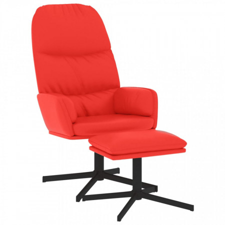 Scaun de relaxare cu taburet, roșu, piele ecologică - V3097413V
