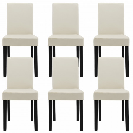 Scaune bucatarie, set 6 buc, piele sintetica, crem fildes - P48263381